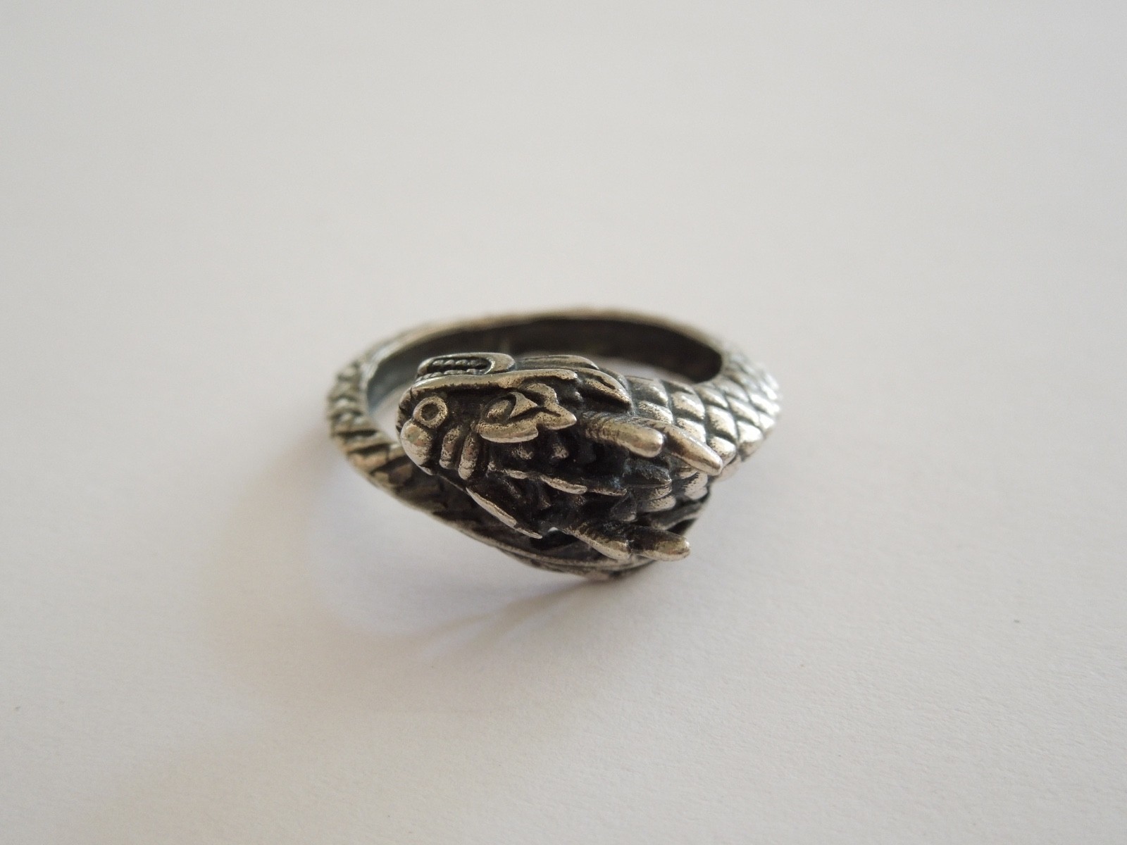 Vintage Ring Silver Verified Dragon Hallmark Unreadable 5.0 g/Size 56