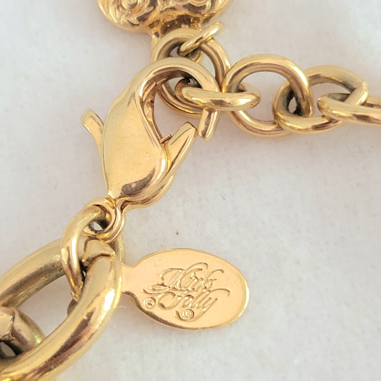 Vintage 1990s Kirk’s Folly Cat Charm Bracelet Gold Tone Rhinestones Cat Lady