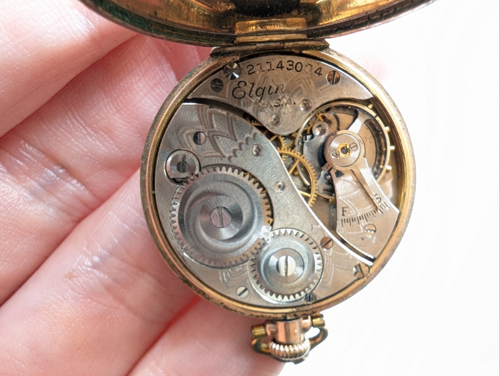 Antique 1920’s Elgin Transition Pocket Watch 12k GF Art Deco WORKS