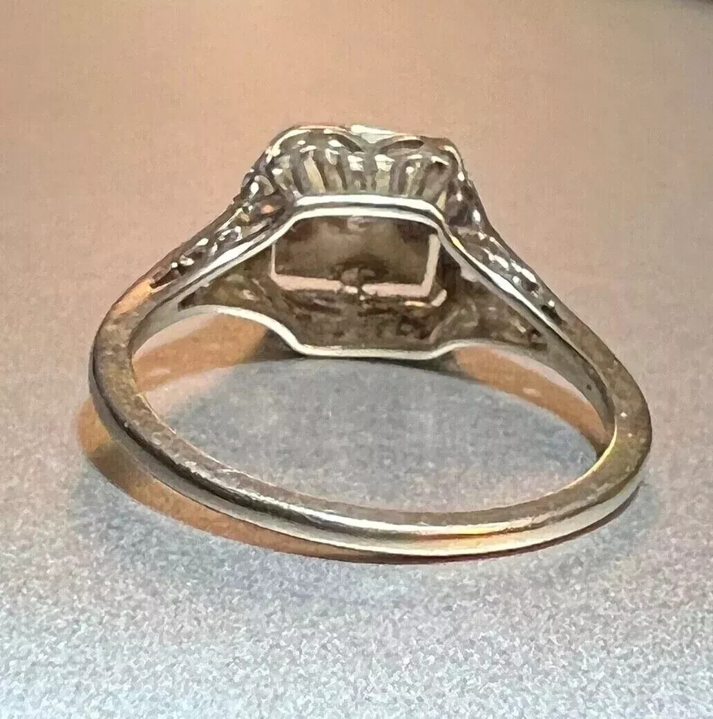 Art Deco Style 1.85Ct Lab Created Diamond Engagement 14K White Gold Finish Ring