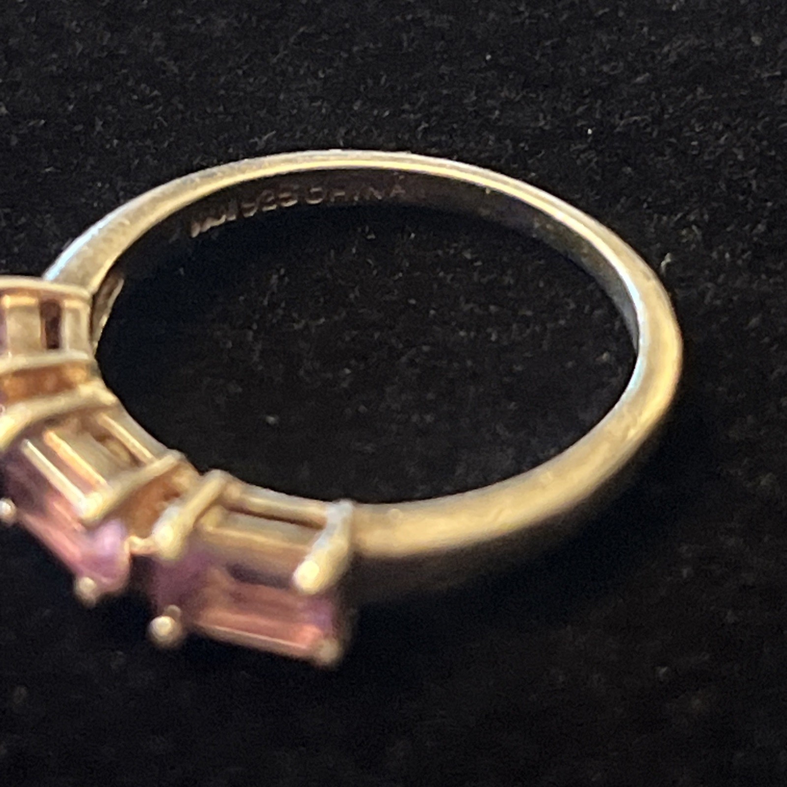 Vintage 925 Sterling Silver 3-Stone Amethyst FEB Birthday Ring Size 6