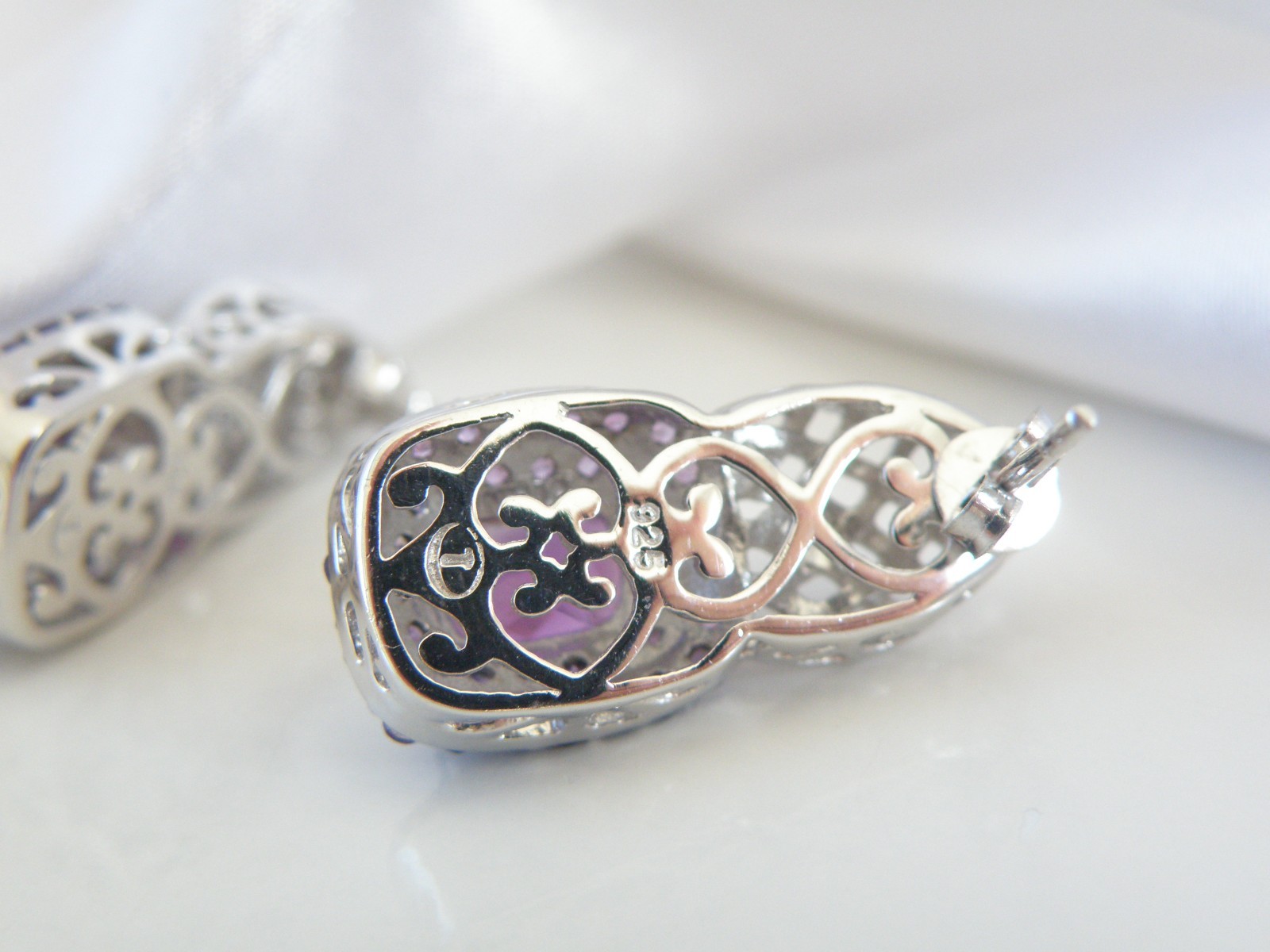 Sterling Silver 925 Natural Heated African Amethyst Earrings