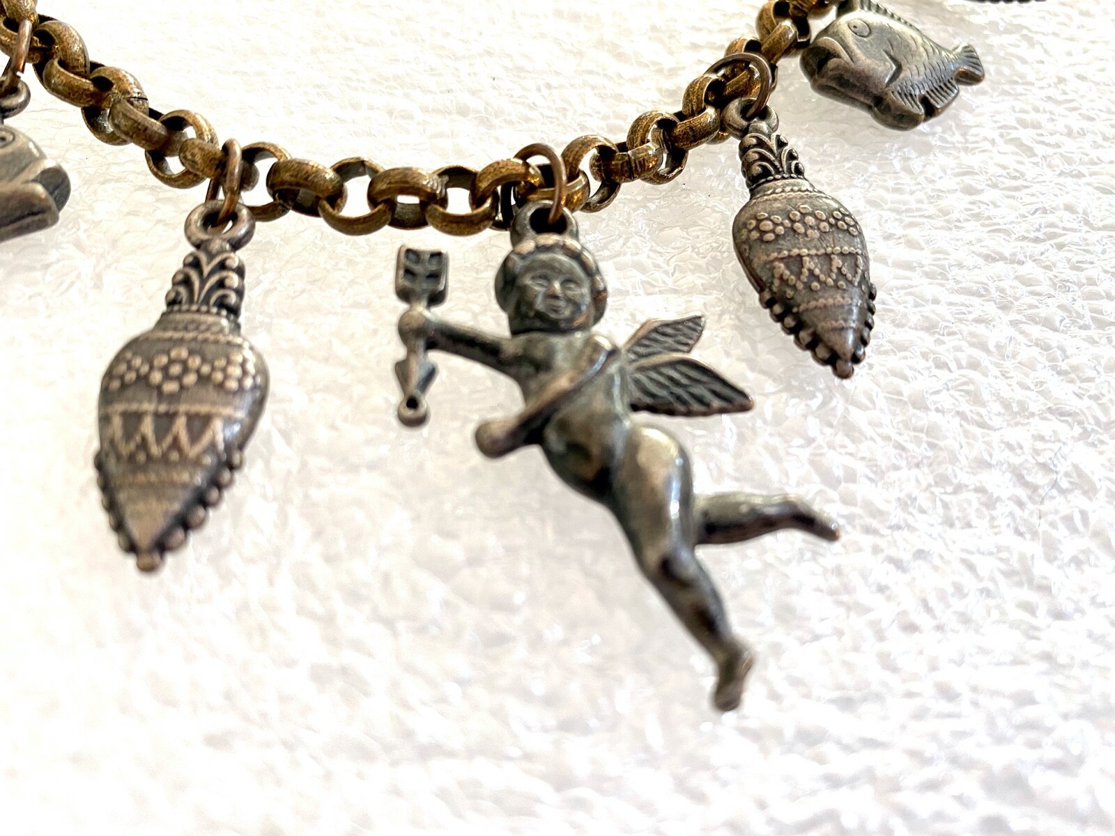 Vintage1960’s boho gipsy charms necklace – sea creatures & Cupid