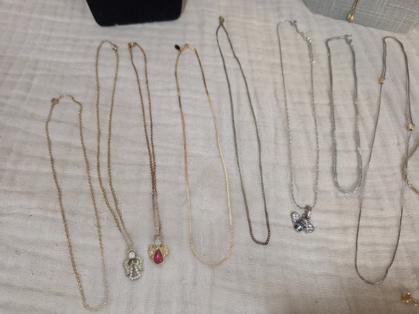 Vintage Mixed Metal Necklace Lot Mesh Flower Pendant Lariat Necklace Bolo