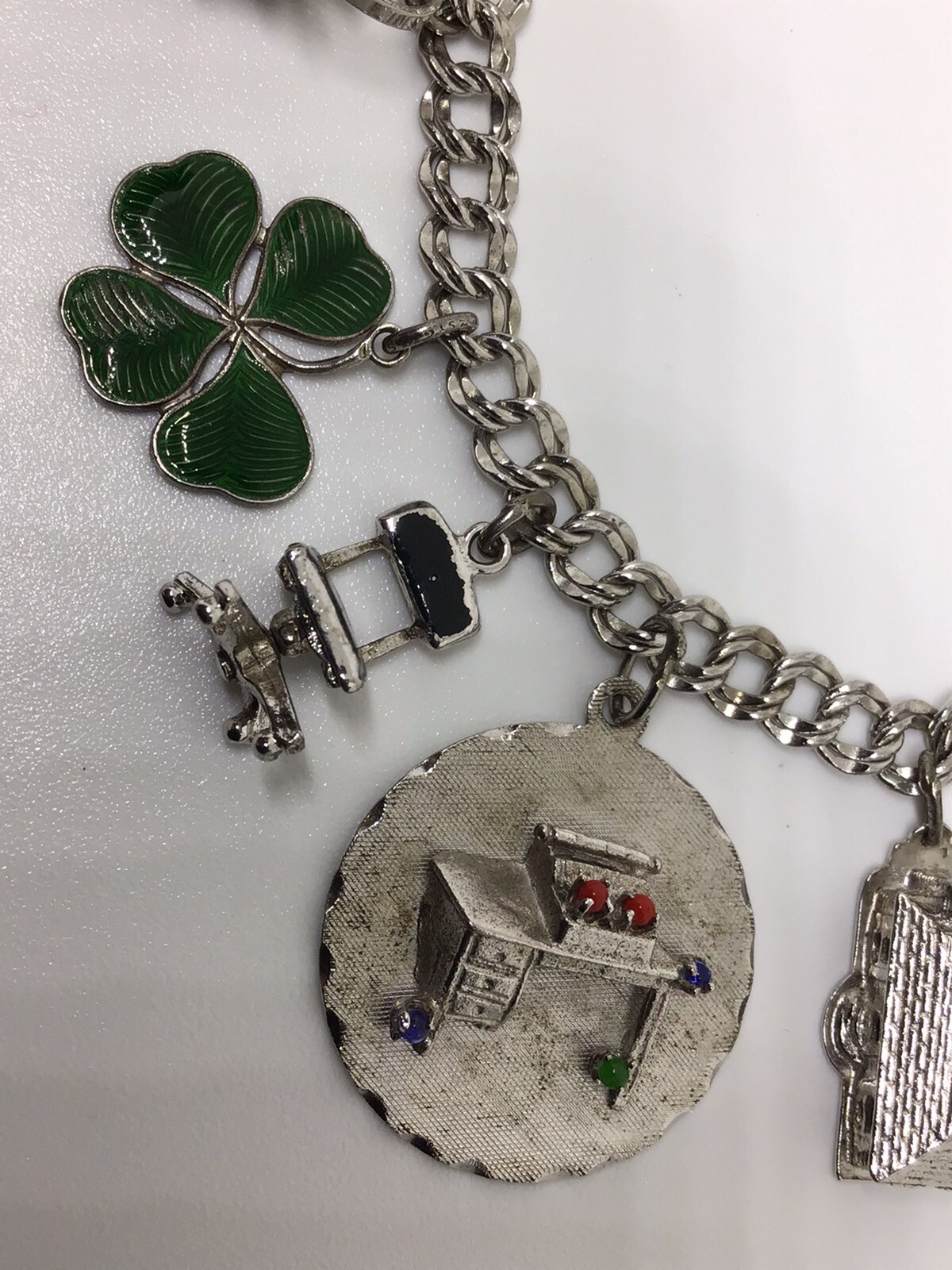 Vtg Sterling Silver 12 Charm Bracelet 7” Love Luck Success Golf Ice Pick 40g