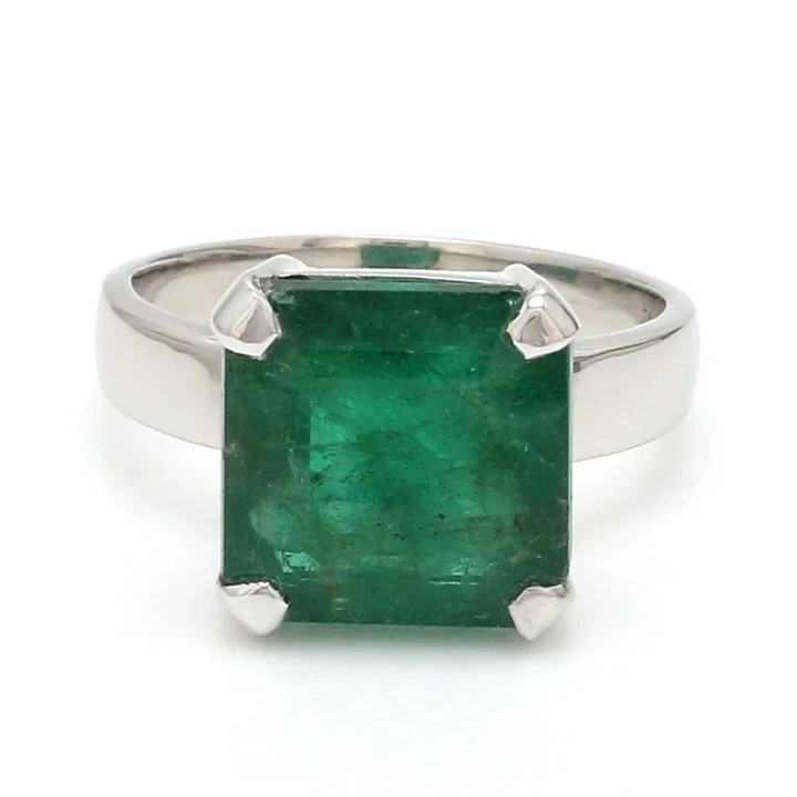 4.20 Ct Natural Emerald Art Deco Vintage Engagement Ring 925 Sterling Silver
