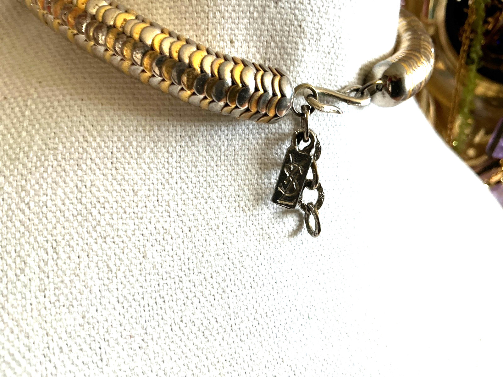 VTG YSL Snake Gold Choker Slinky Yves Saint Laurent Necklace 15” 90s 80s