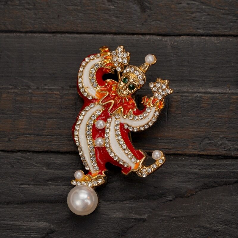 Women Enamel Brooch Vintage Classic Pearl Pin Dress Clothing Corsage Accessories