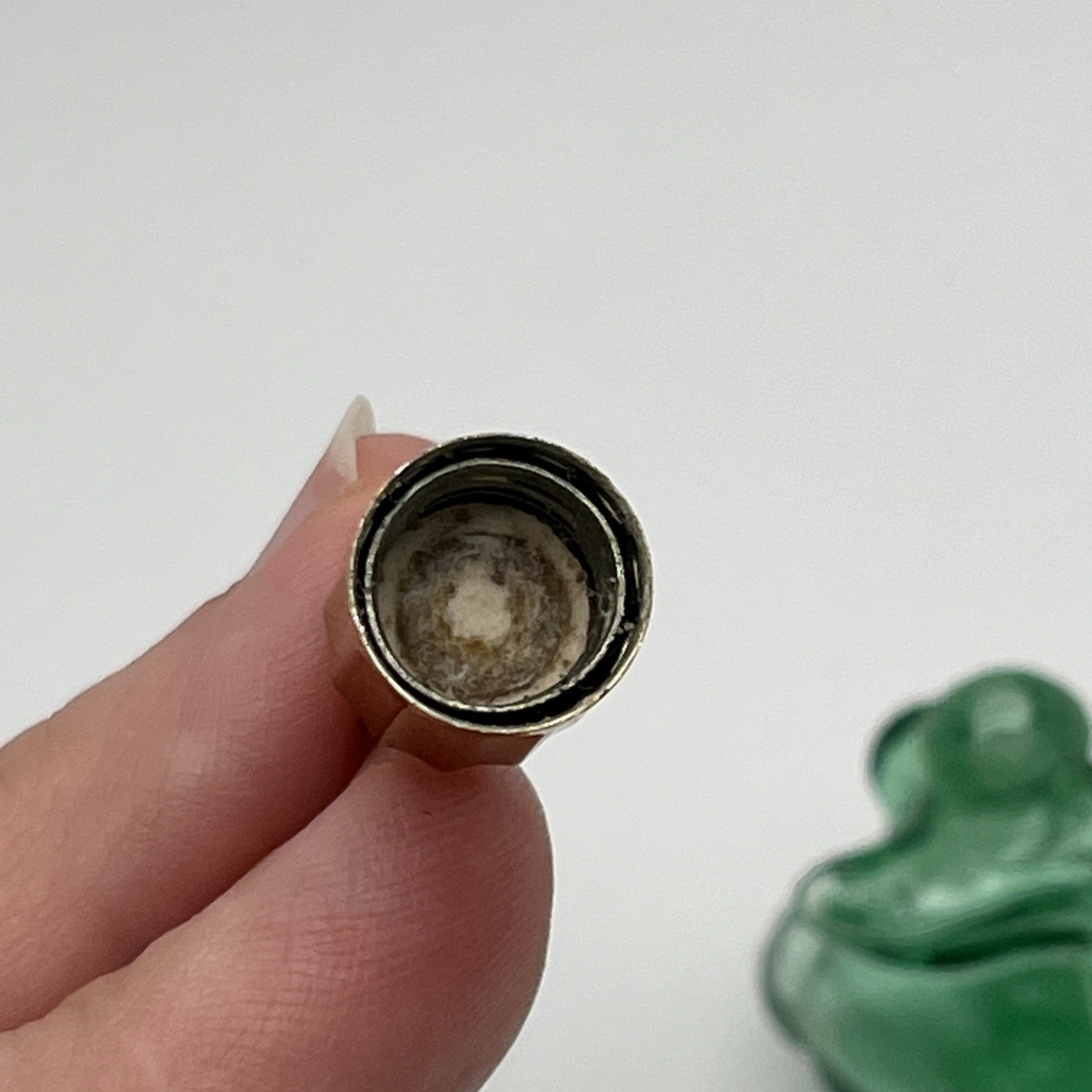 Vintage Max Factor Green Glass Rabbit Perfume Pendant