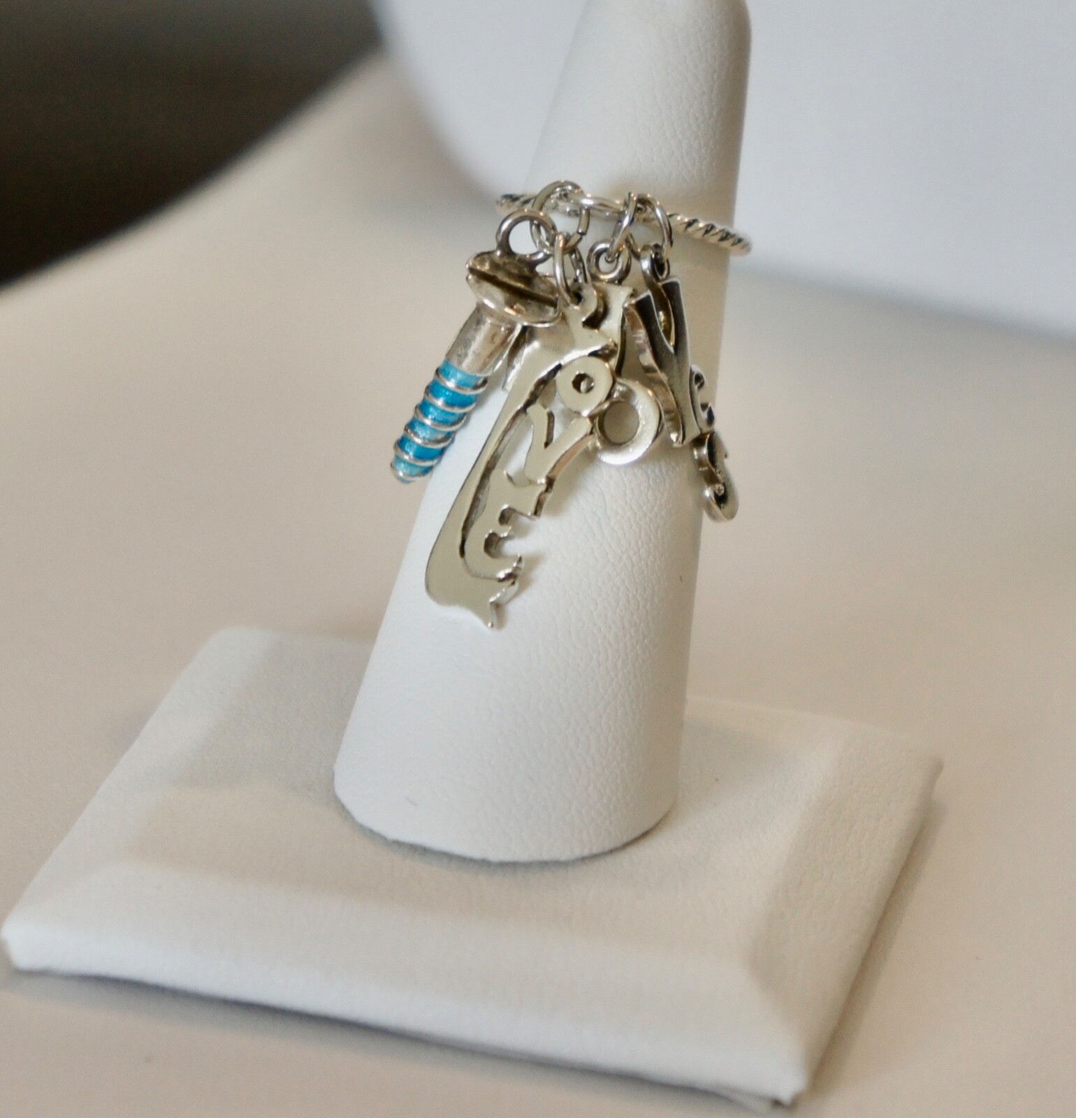 Vintage SUPER RARE Sterling Silver 50’s Swinger YES NO SCREW LOVE Dangling Ring