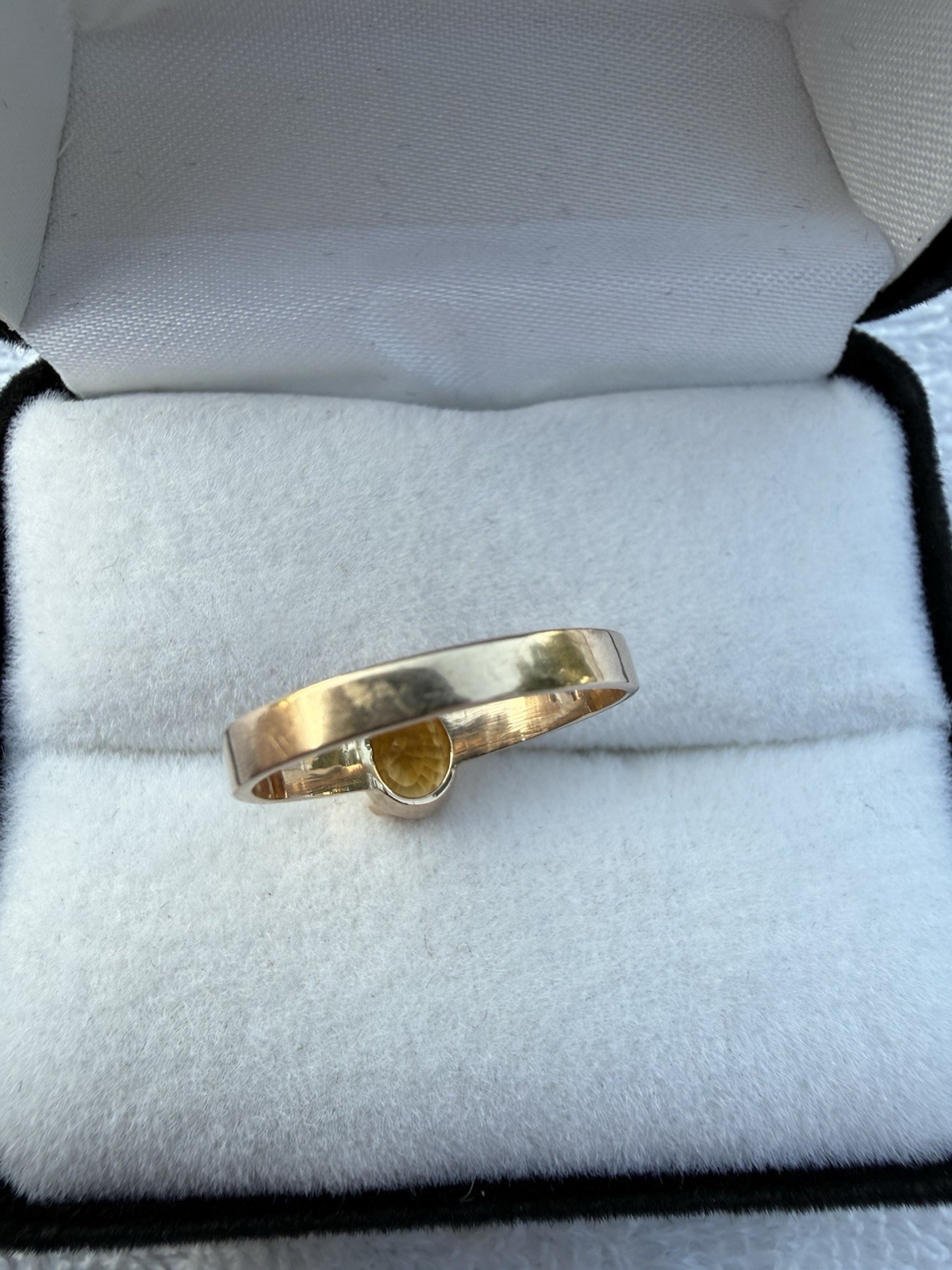 Vintage 14k Rose Gold Madeira 1ct Citrine Oval Solitaire Ring Size 6.25 2.2 Gram
