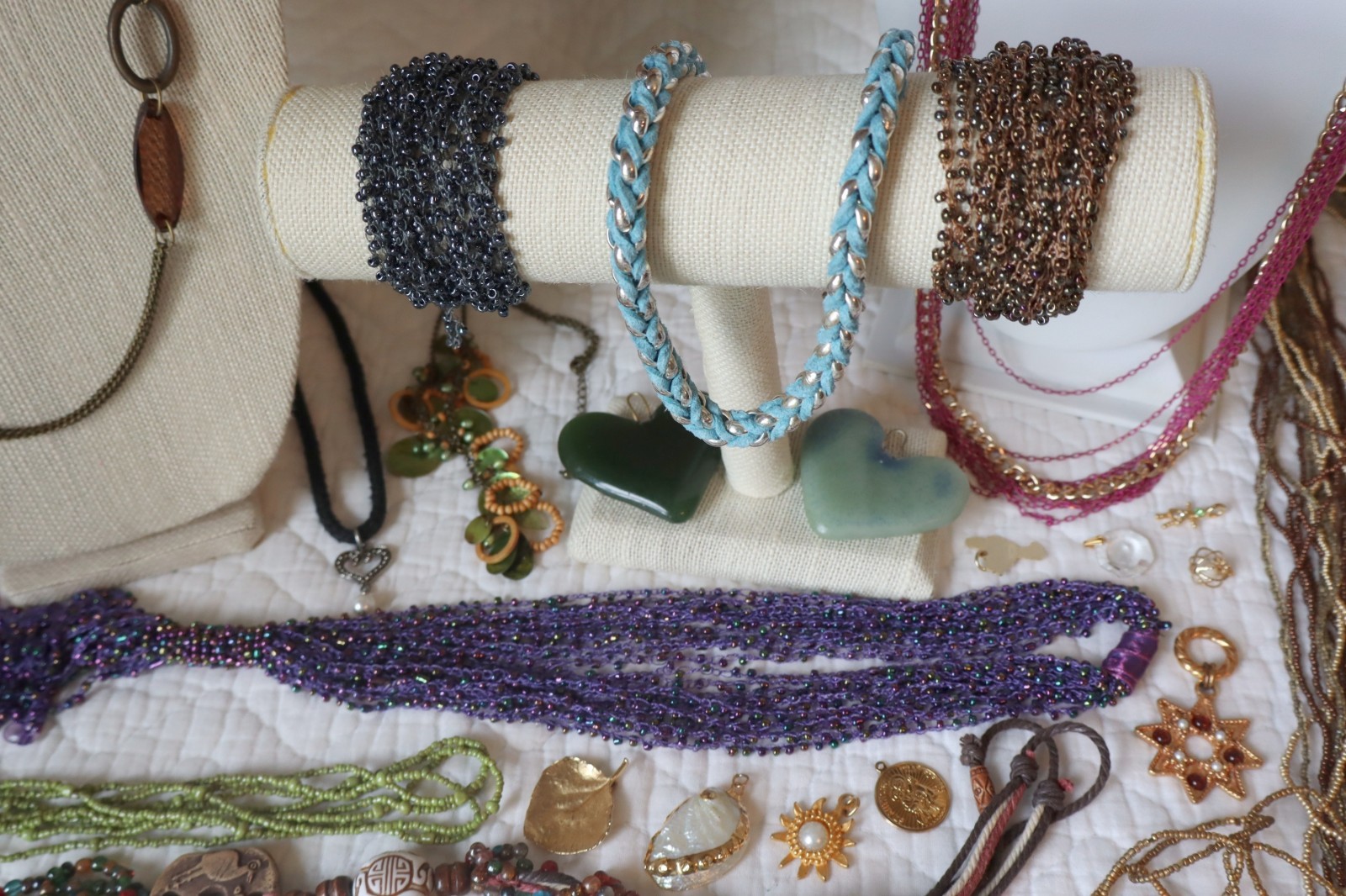 Variety Jewelry 30+ piece Lot, 3+ Lbs, all wearable plus extra pieces for crafts