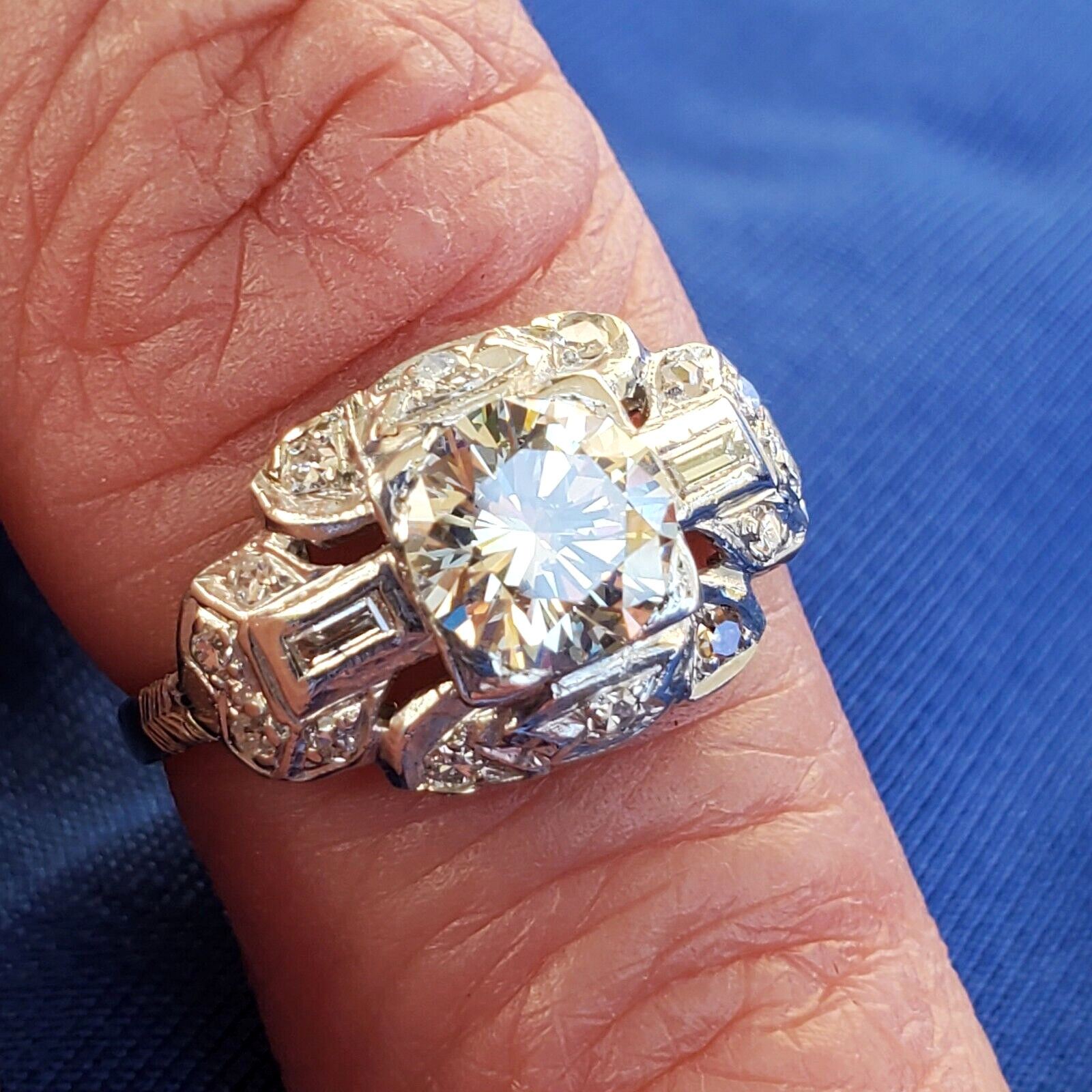Original EARTH MINED DIAMOND Art Deco Engagement Ring Vintage PLATINUM Solitaire