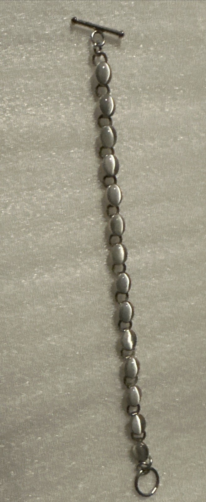 Vintage 925 Sterling Silver Cats Eye Bracelet 7 Inch Oval Cabachon 13g