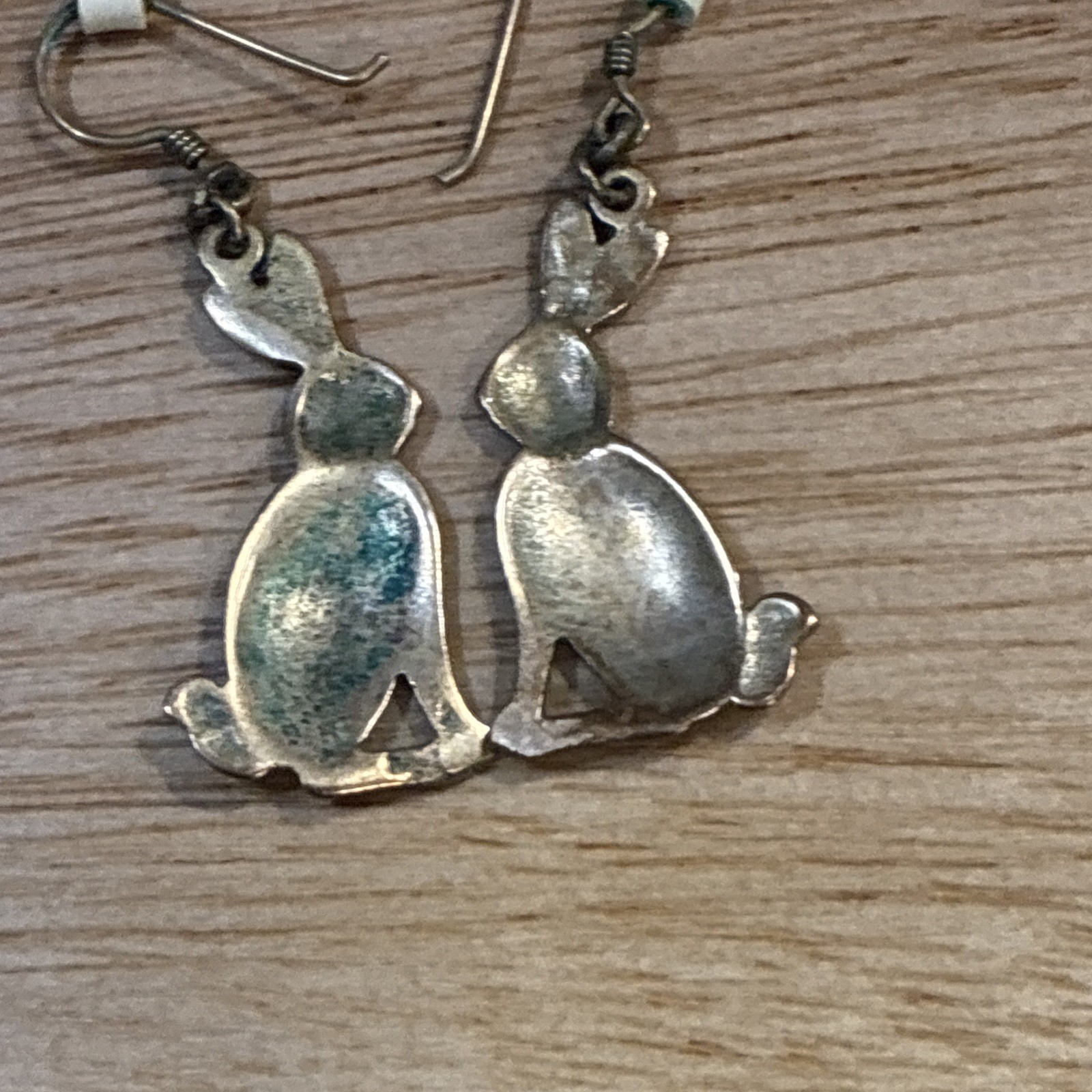Brass Bunny Rabbit Earrings Vintage Dangle From Estate