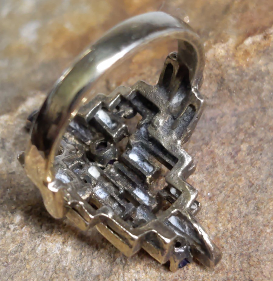 ESPO Sterling Silver Amethyst Ring Abstract Brutalist MCM Size 6 | 5.31g Vtg