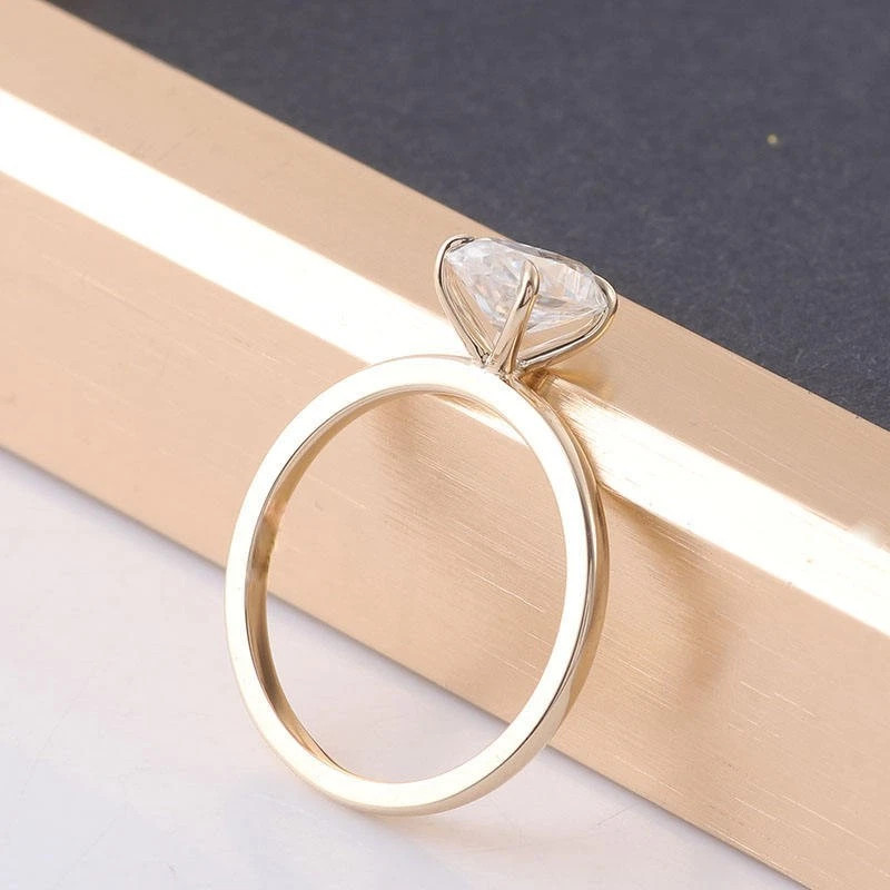 Party Wear Oval Shape 1.20CT White Moissanite With 10K Yellow Gold FN Women Ring