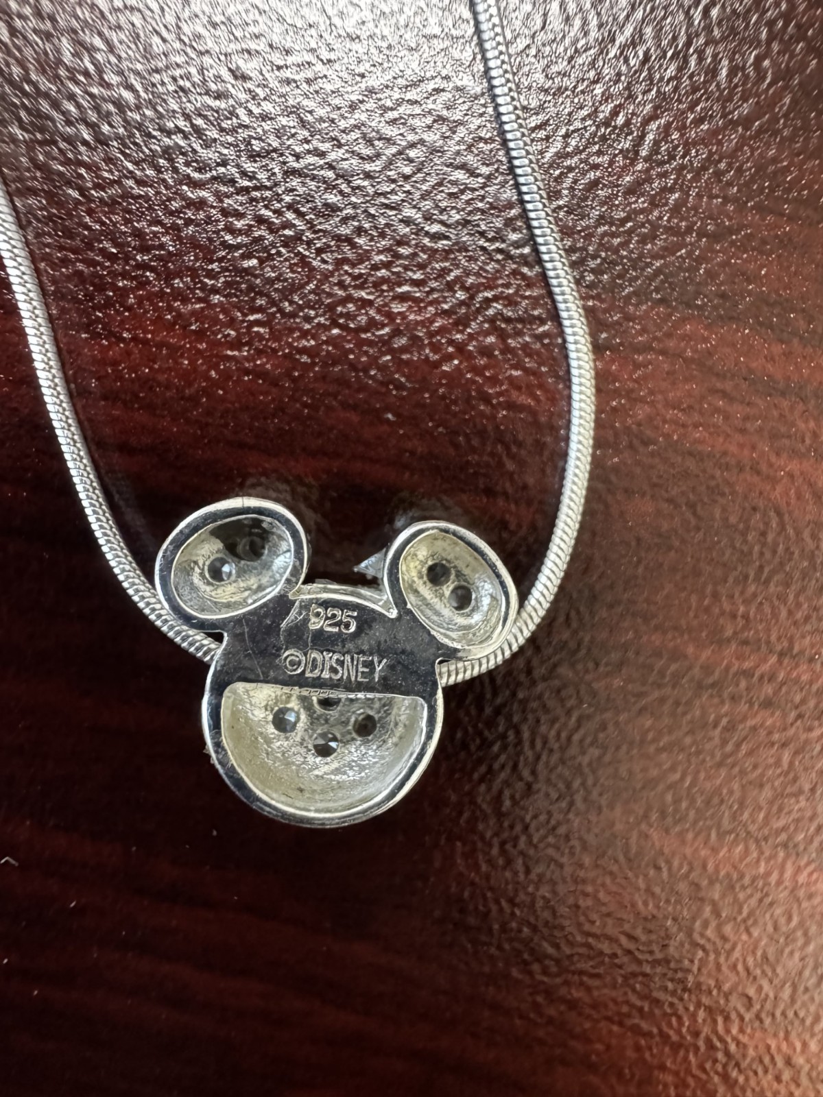 Vtg Sterling Silver 925 Disney Mickey Mouse Rhinestone Pave 18″ Necklace