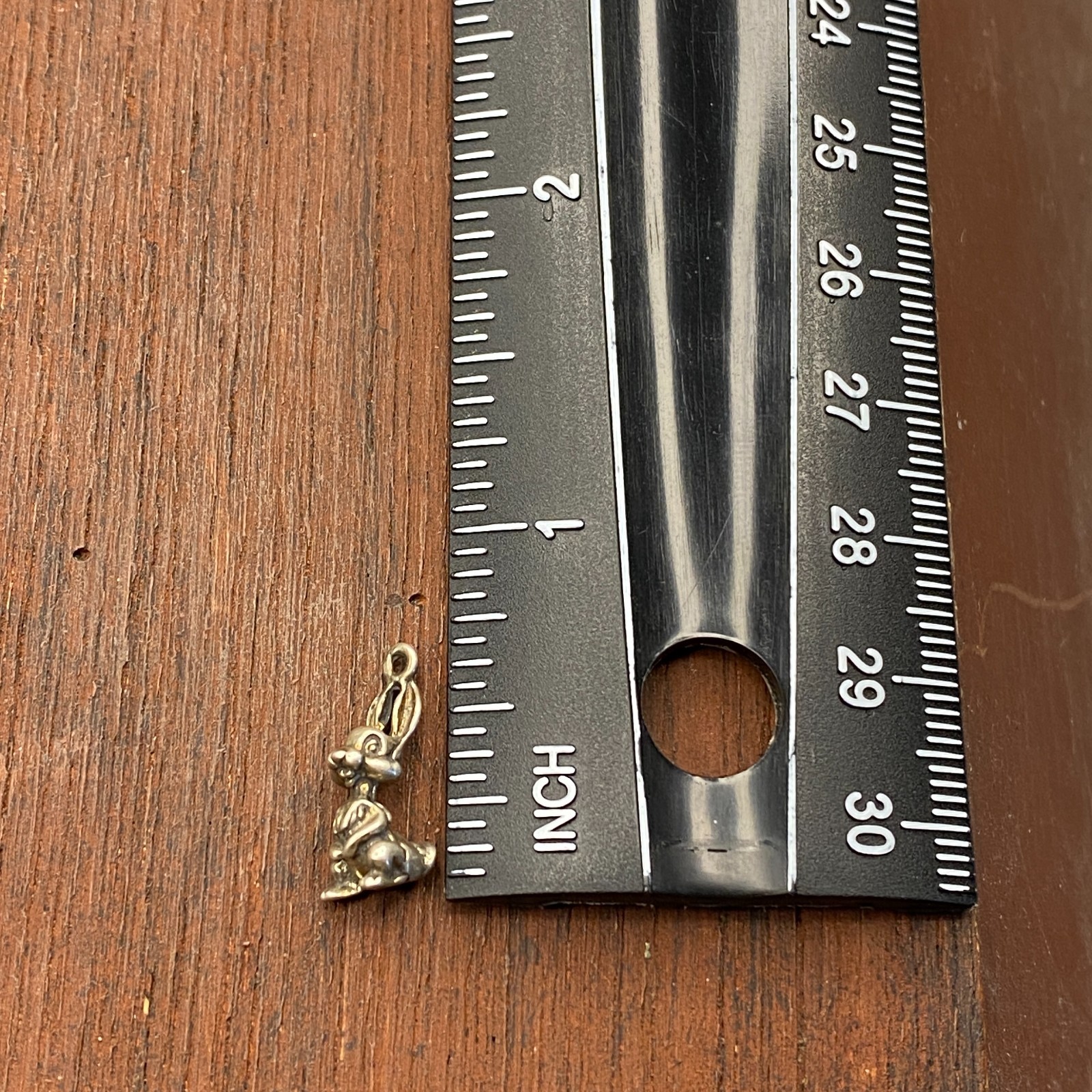 Vintage 925 Sterling Silver Bunny Rabbit Tiny Petite Pendant Bracelet Charm
