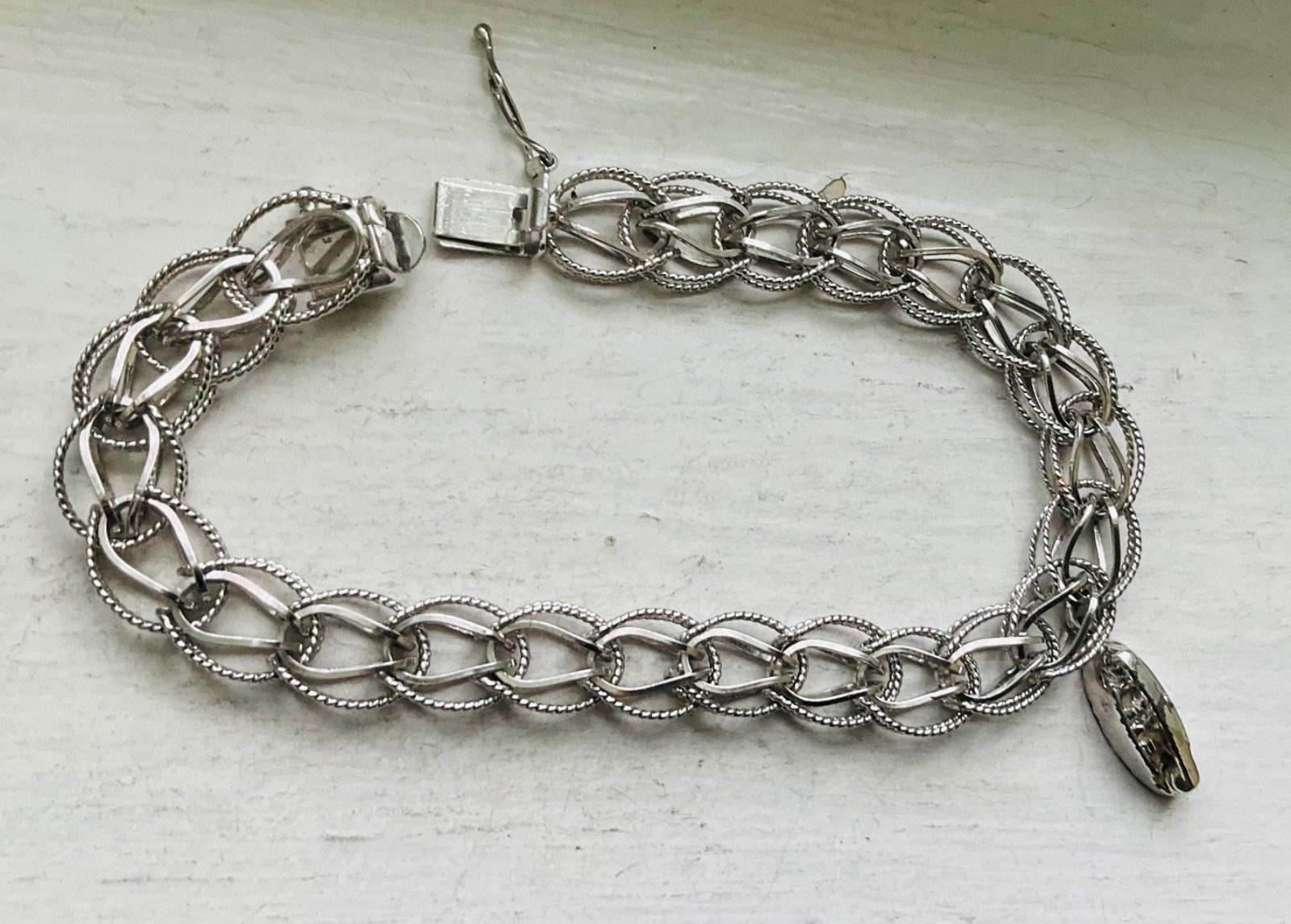 Vintage AIRFLEX USA Starter SILVER CHARM BRACELET Wearable 7 1/2” Traditional