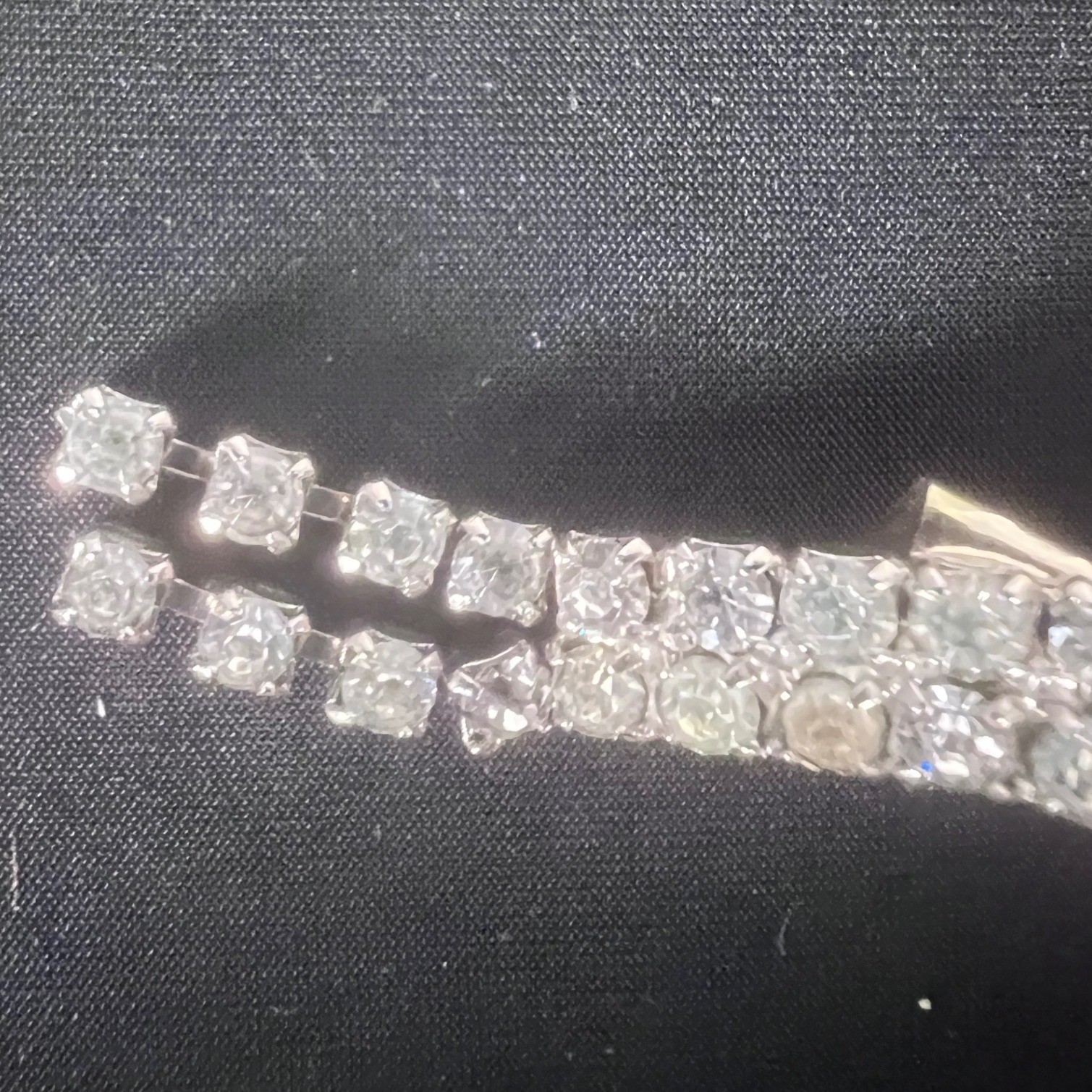 Vintage MUSI Clear Rhinestone Scroll Shoe Clips Silver Tone Pair Mid Century