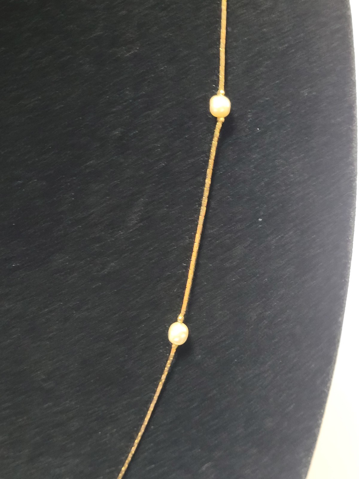 Vintage Signed Marvella Necklace Imitation Pearl Gold-tone 24″ Costume Fashion