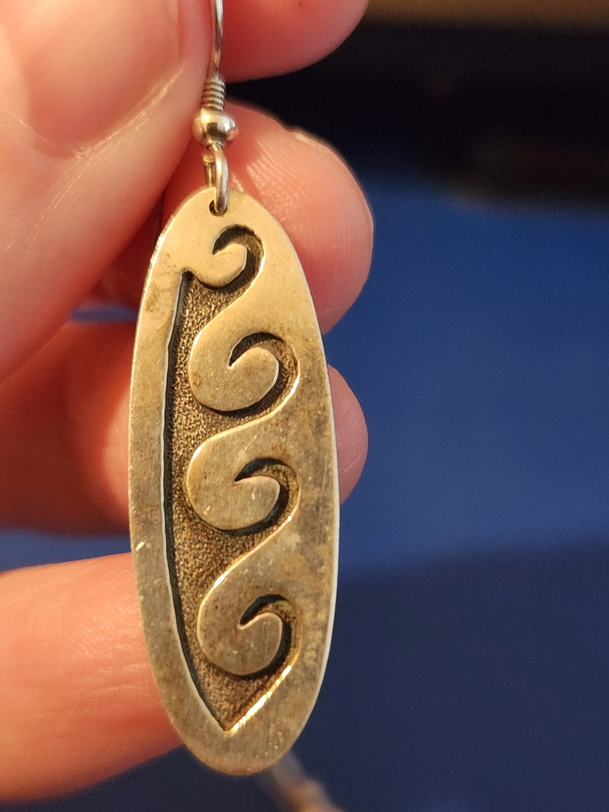 Sterling Silver Wave Design Dangle Earrings