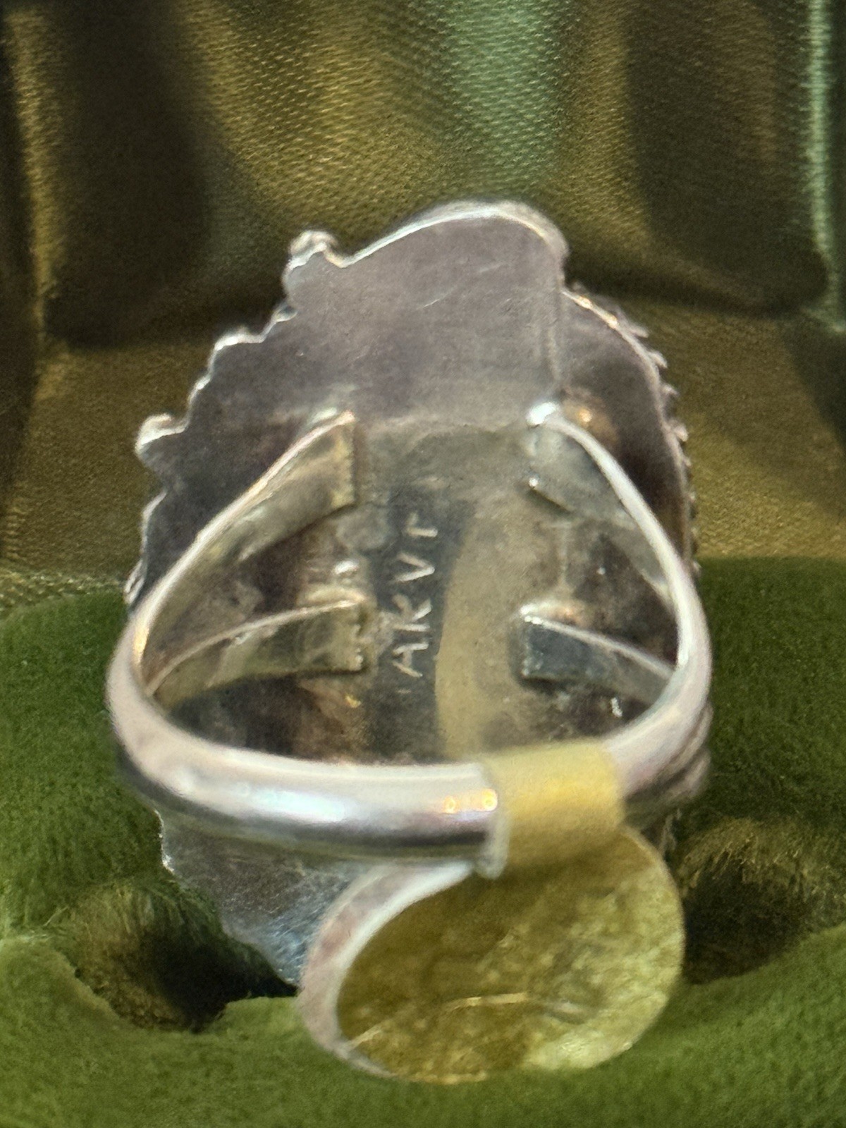 Vintage AKV Sterling Silver Black Onyx Statement Ring – Size 7.5