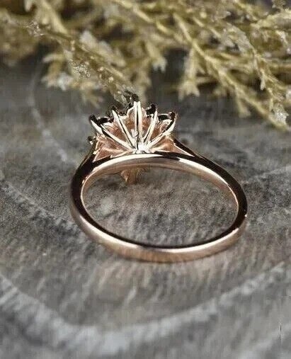 2.2Ct Round Cut Lab-Created Diamond Flower Wedding Gift For Her 14k Gold FN Ring