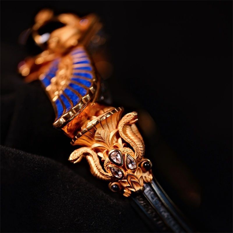 Ancient Egyptian Winged Scarab Open Cuff Bracelet Vintage Gold Plated Jewelry