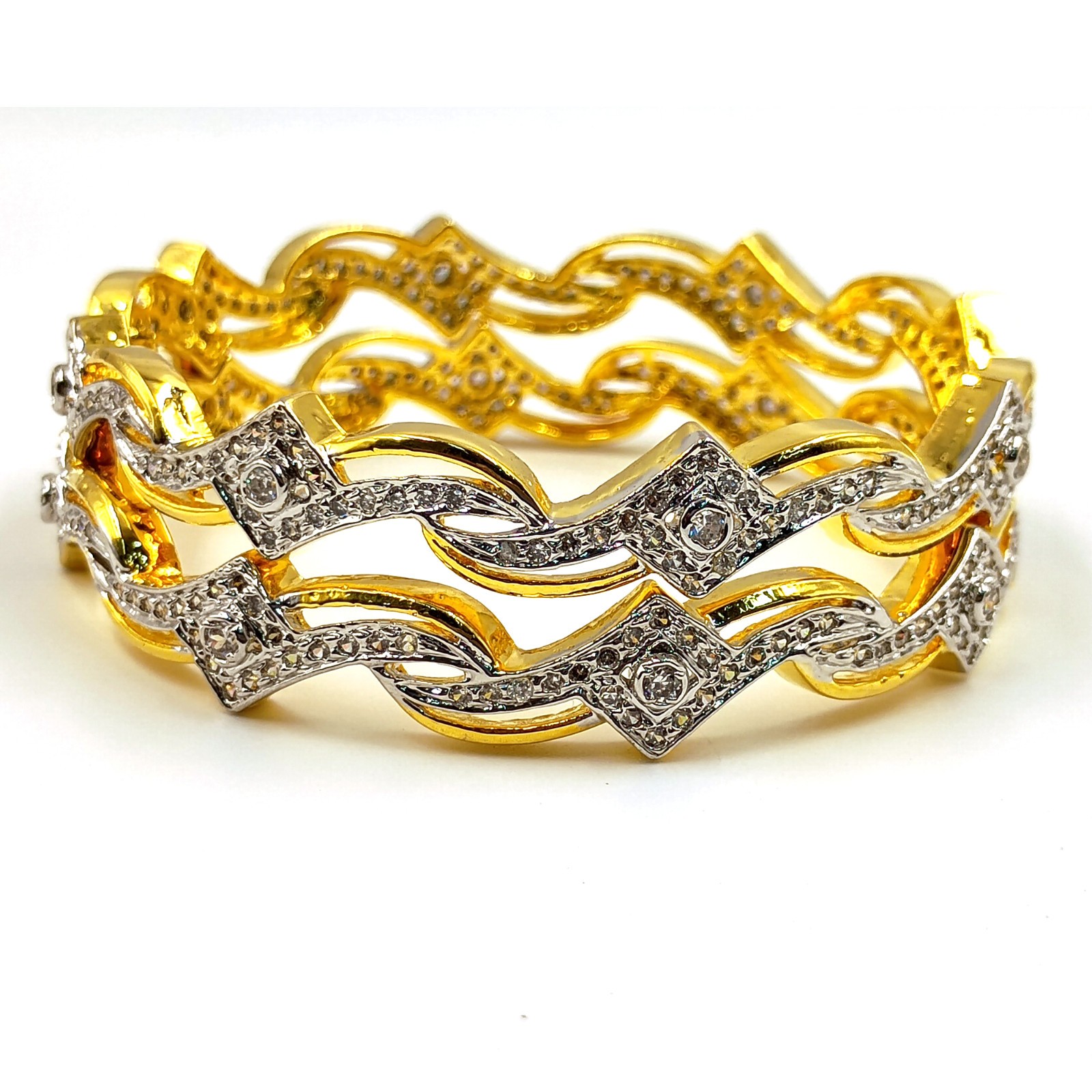 Handcrafted 22K Gold Plated Bangle Set Indian Wedding CZ Traditional Jewelry Gif