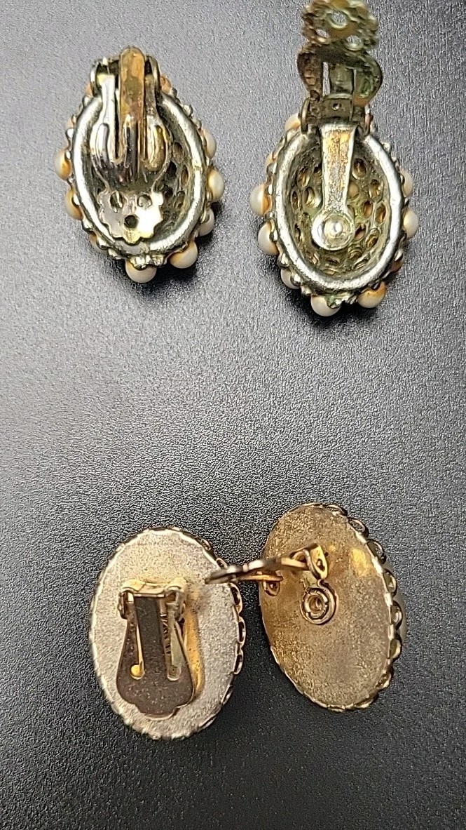 Vtg 1950s 1960s Clip On Earring Lot 13 Pairs Japan Hong Kong Beaded Cluster MCM