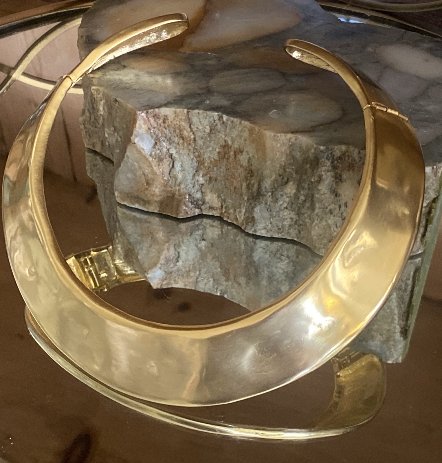 Beautiful Vintage Les Bernard Vogue Egyptian Revival Gold Plate Collar Necklace