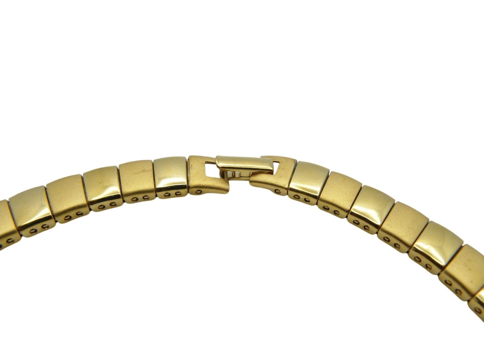 Vintage Gold-Tone Square Link Collar Necklace With Fold-Over Clasp Chunky