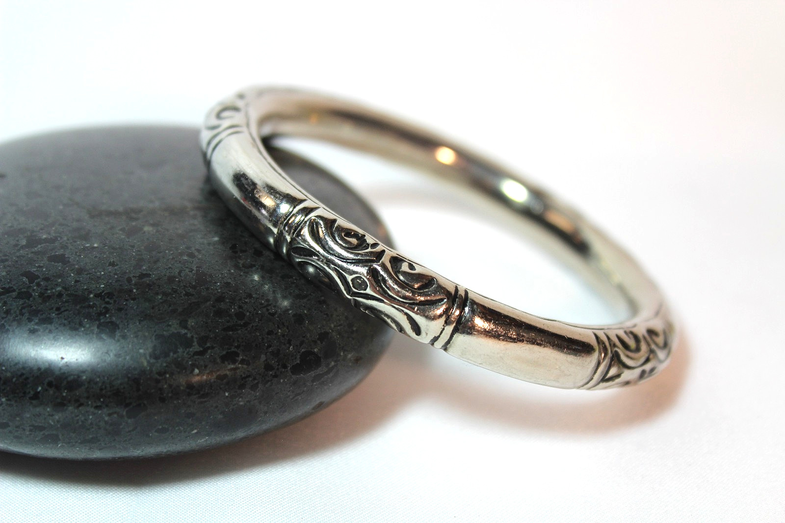 33.6g Vintage Deco Sterling Silver 925 Plated Chinese Rattling Bangle Bracelet