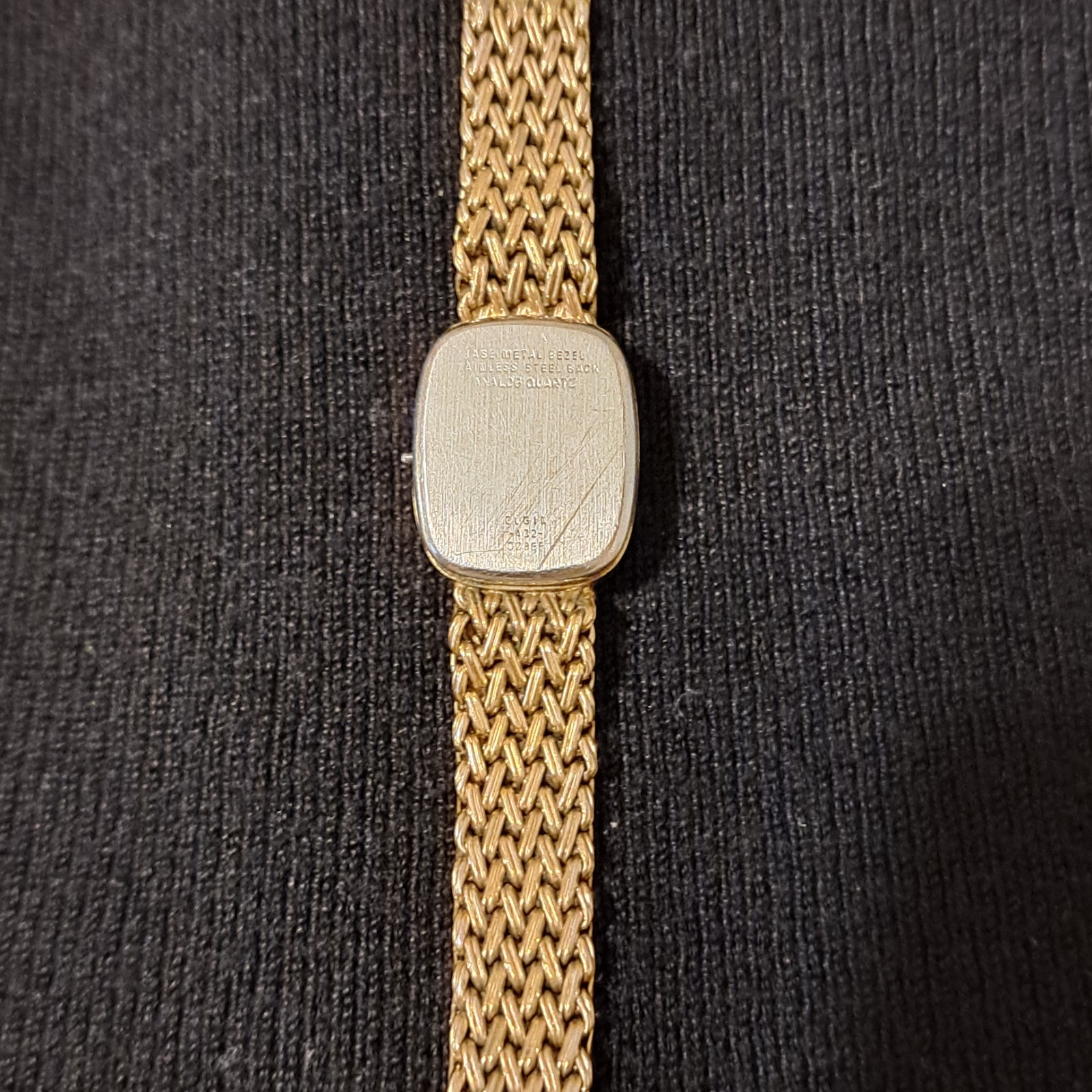 Vintage Lady Elgin Watch Gold Woven Band Missing Crown Needs Battery Untested