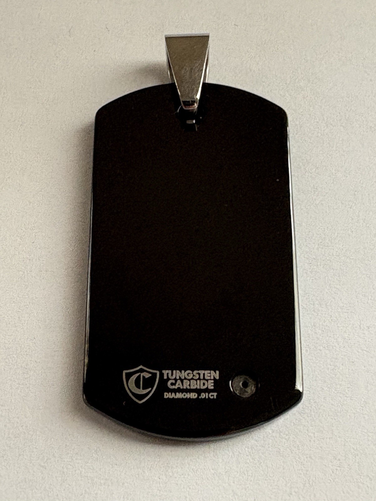 TUNGSTEN CARBIDE Diamond Black Dark Grey Dog Tag Pendant