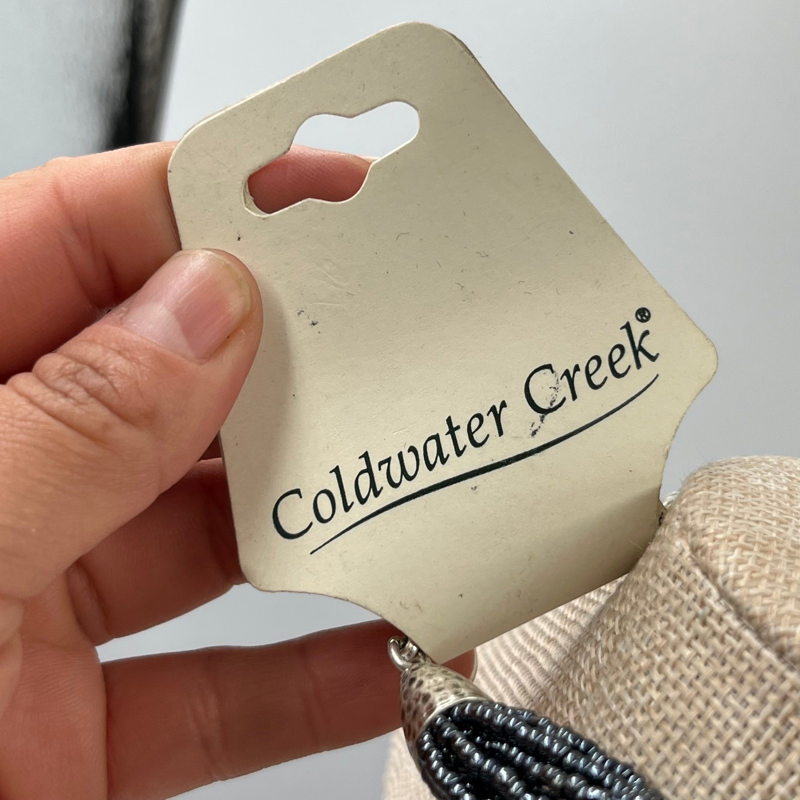 Coldwater Creek Multi-Strand Seed Bead Necklace Silver Tone Hammer Slide Accent