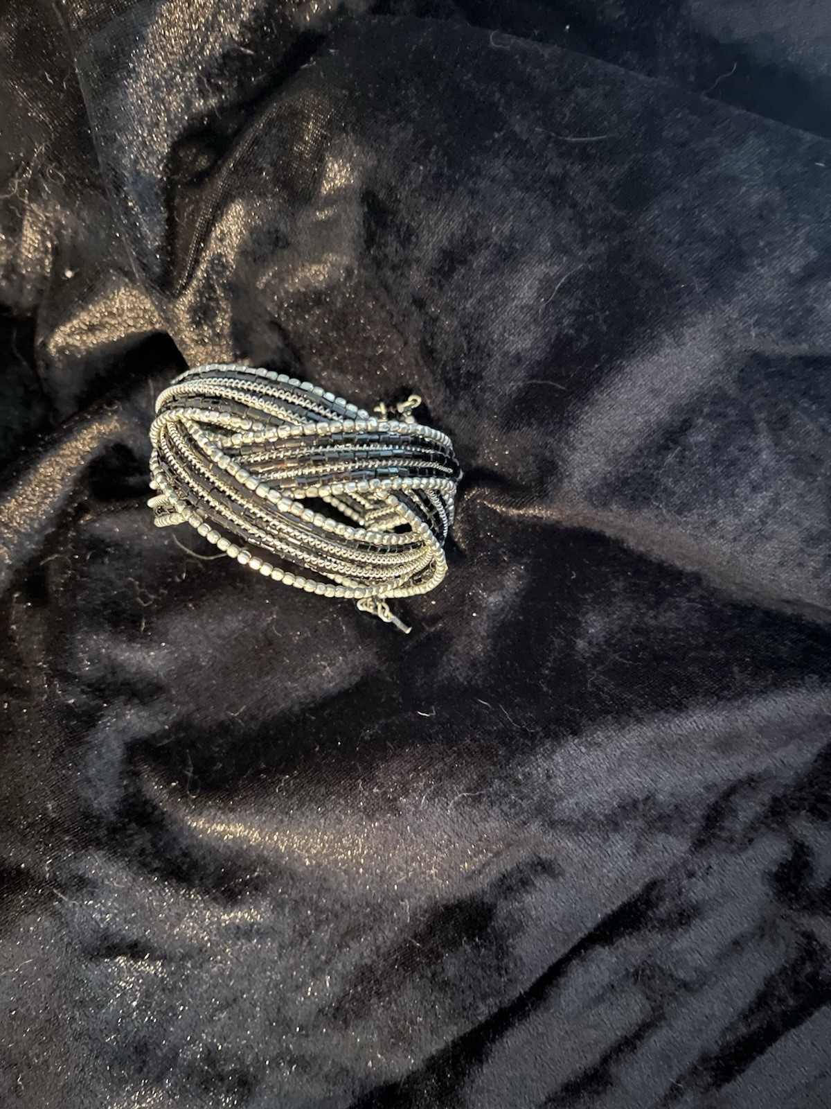 Vintage Black & Silver Braided Bracelet