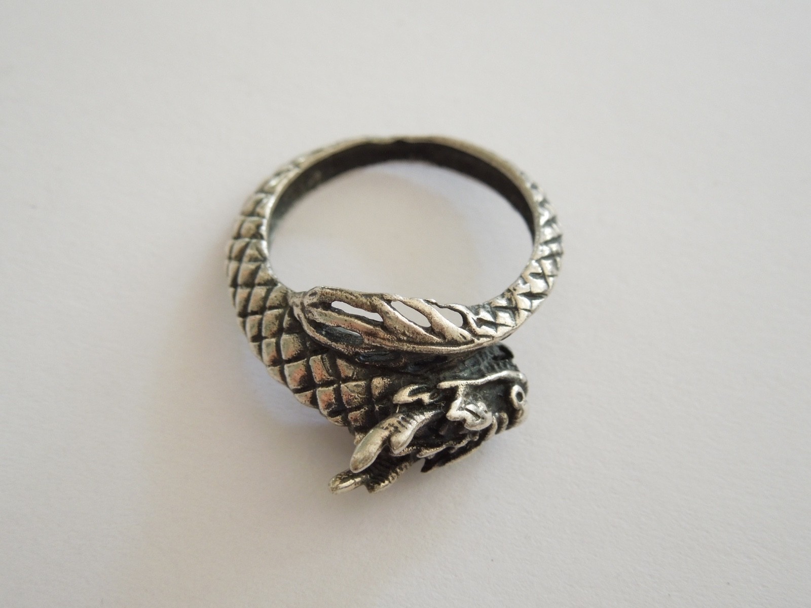 Vintage Ring Silver Verified Dragon Hallmark Unreadable 5.0 g/Size 56