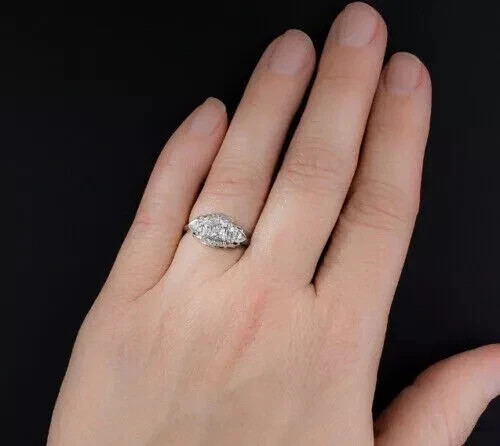 Art Deco Style 3Ct Round Cut Lab Created Diamond Bridal Wedding 14K Gold FN Ring