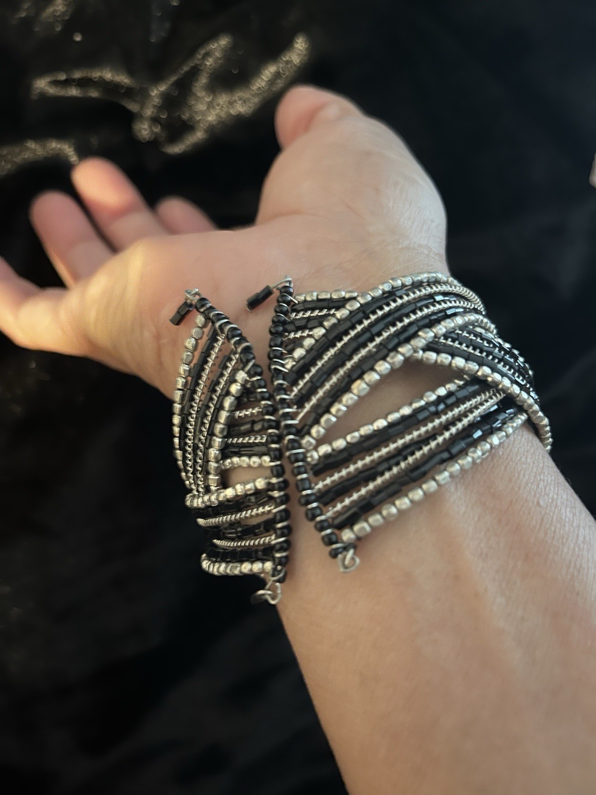 Vintage Black & Silver Braided Bracelet