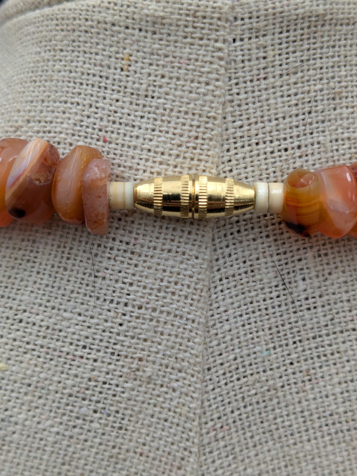 Vintage Jade and Carnelian Butterfly Pendant Statement Necklace