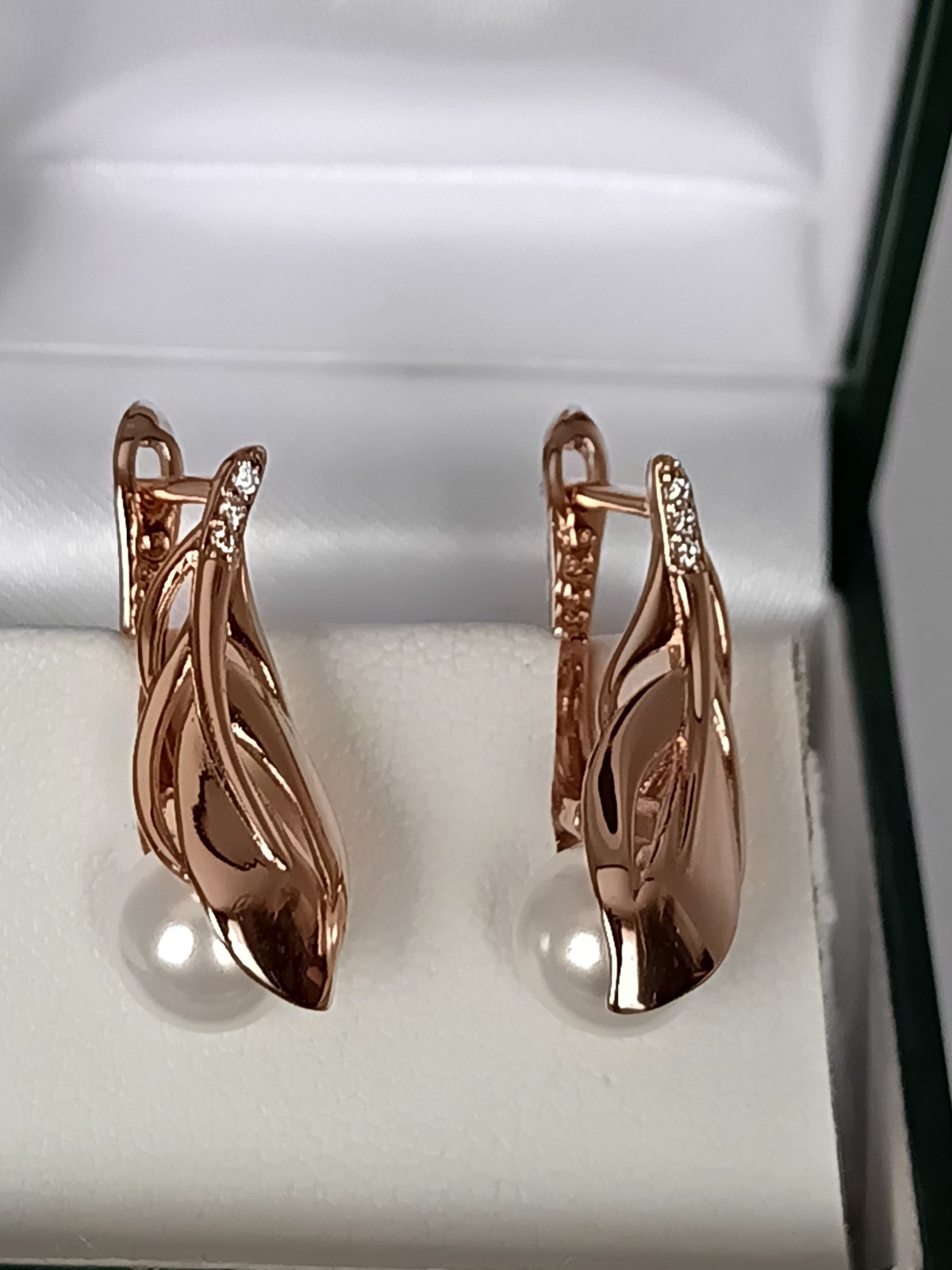 Vintage 1990-s 14 Ct Rolled Gold Pearls / Zircons Earrings – Hallmarked 585 RG