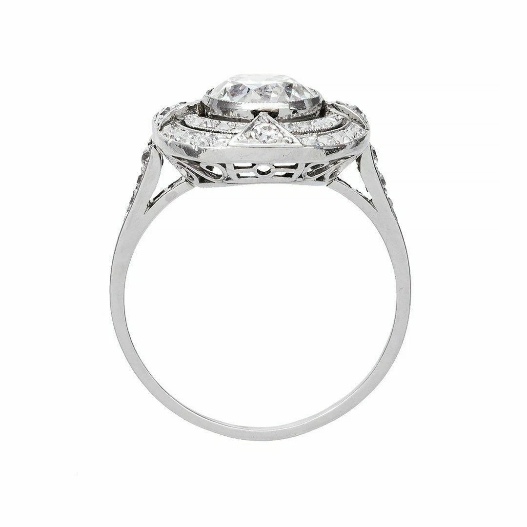 Art Deco Round Lab Created Diamond Valentines Special 14K White Gold Finish Ring