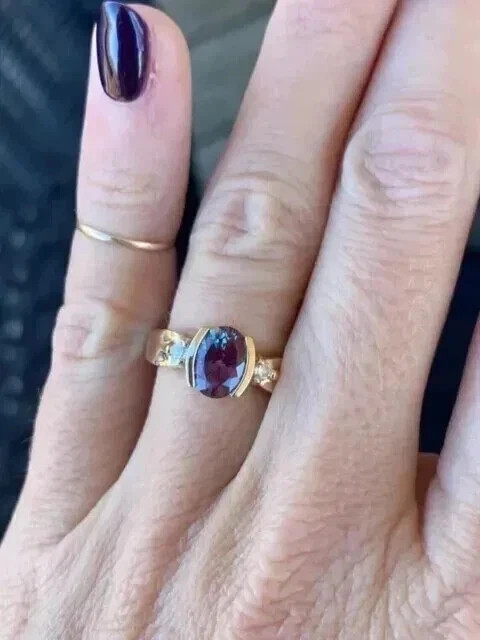 2.55CT Oval Cut Lab Created Alexandrite Wedding Anniversary 925 Silver Ring