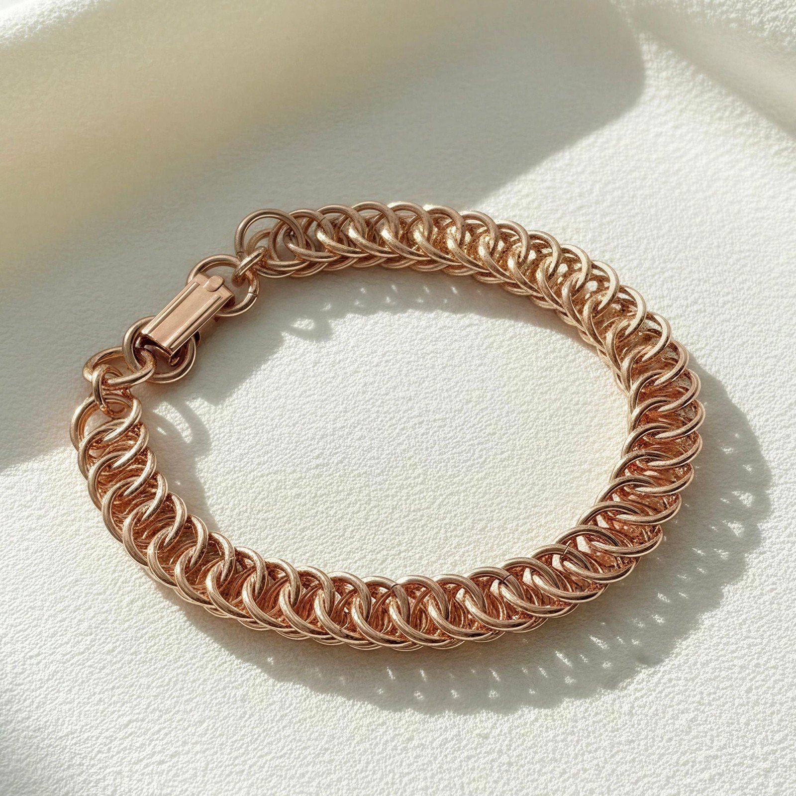 Solid Copper Bracelet • Persian 4-1 Chainmail • Handcrafted • Variety of Sizes