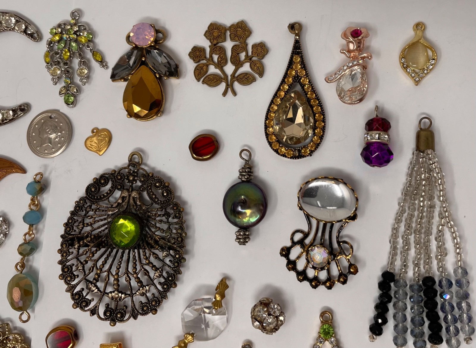Lot Vtg & Modern Victorian Art Deco Style Pendants Findings Jewelry Craft J1