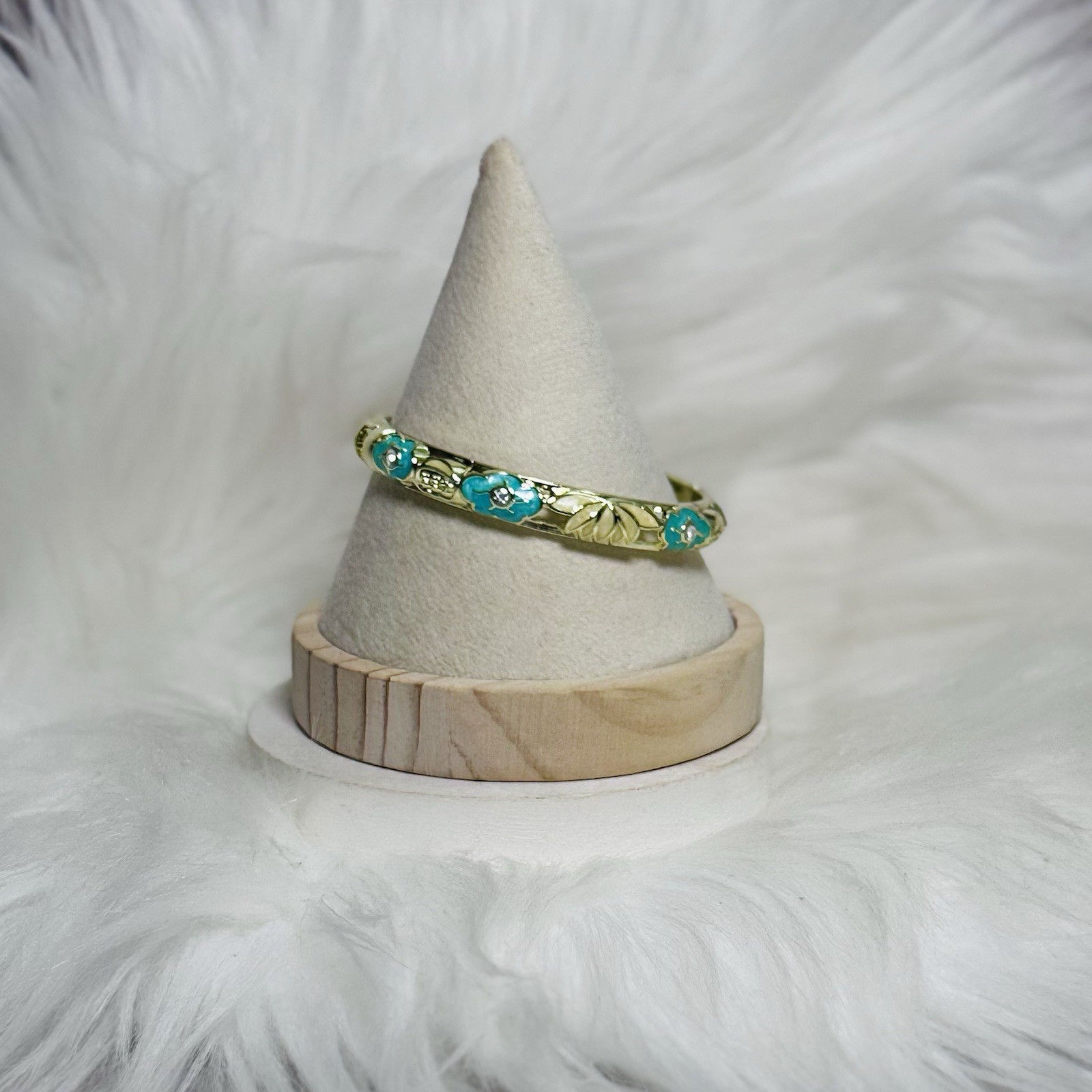 Turquoise Flower Enamel Cloisonne Bracelet Bangle Style 1