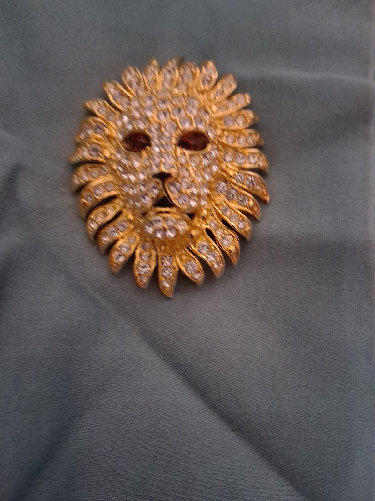Kenneth lane , vintage brooch Set With Rhinestones & Goldtone Finish 2″ X 1 1/2″
